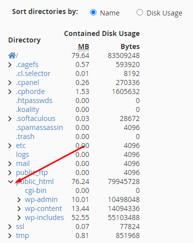 Disk usage by main folders details