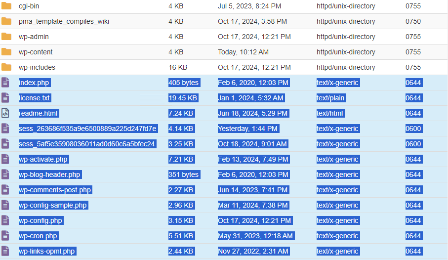 Highlight the necessary files or folders