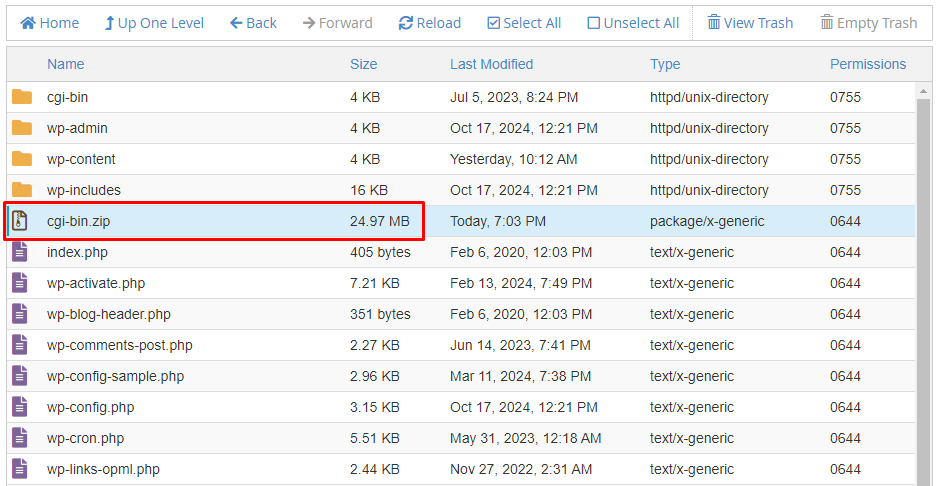 Select the archive file