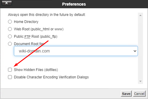 File manager settings