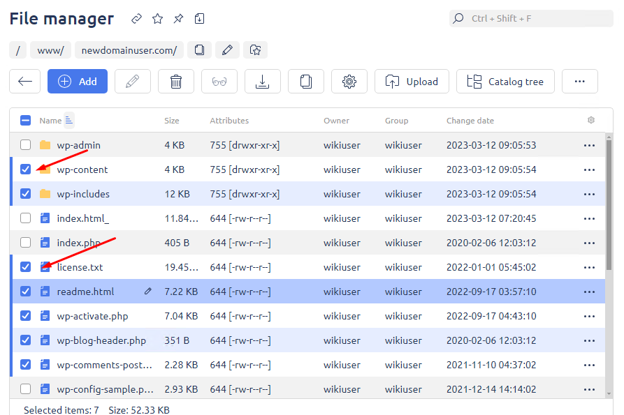 Select files