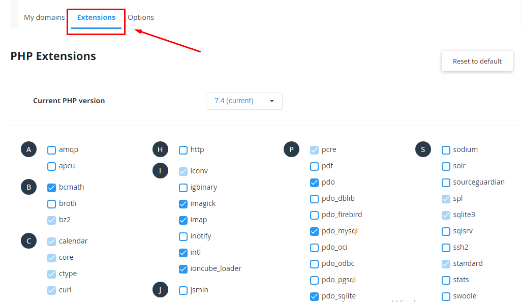 Choice of PHP modules.