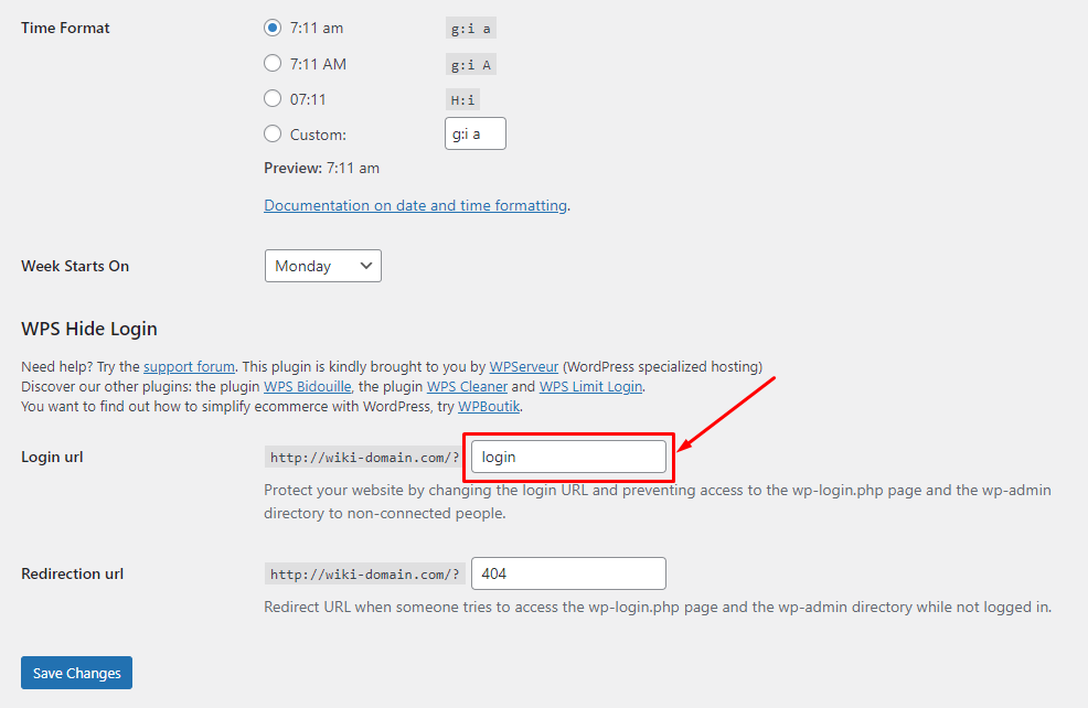 WordPress admin login address