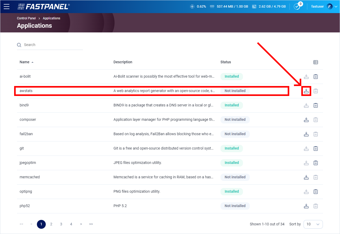 Install awstats in FASTPANEL