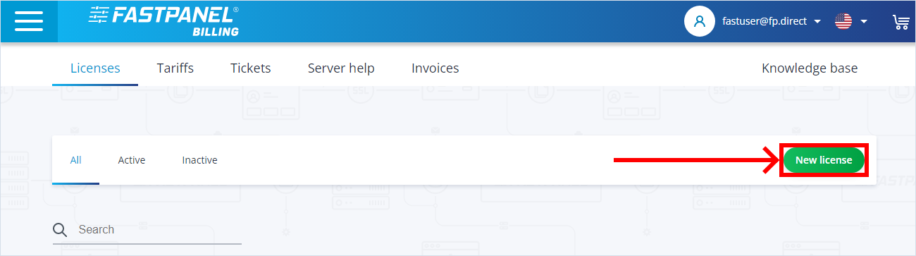 FASTPANEL new license order
