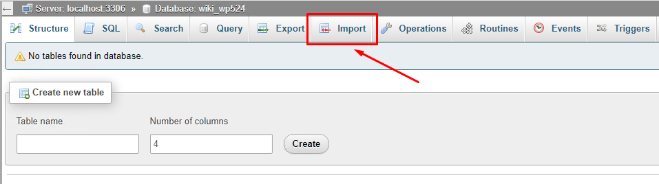 Select the "Import" tab