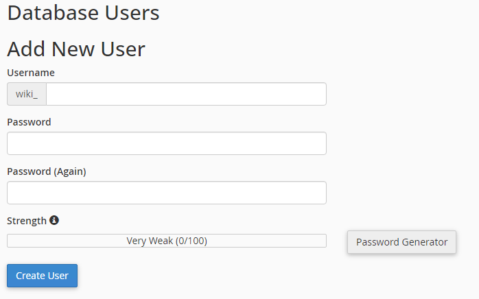 Create Database user