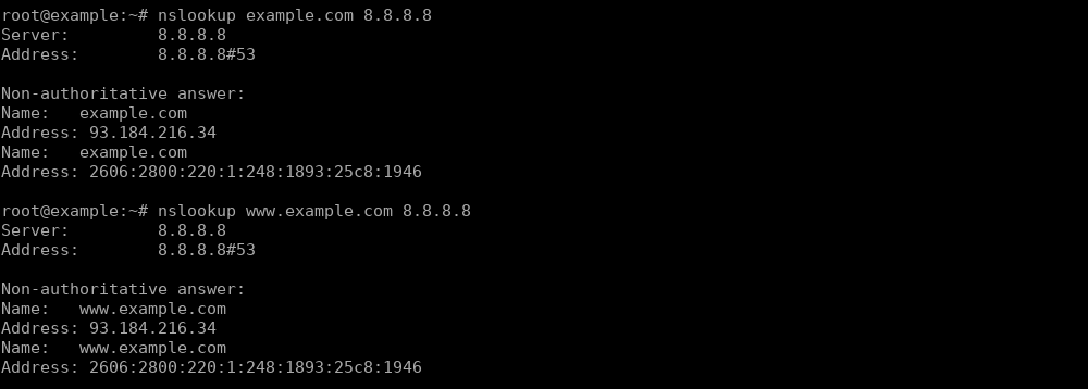 Second example of nslookup