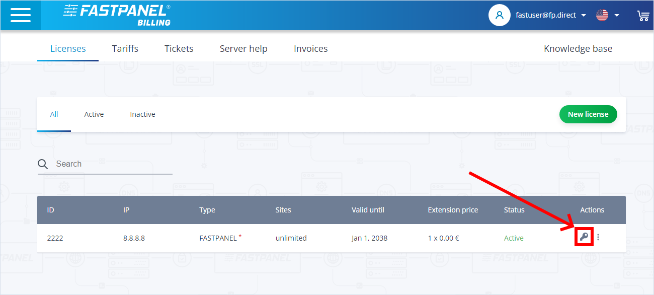 FASTPANEL license activaion