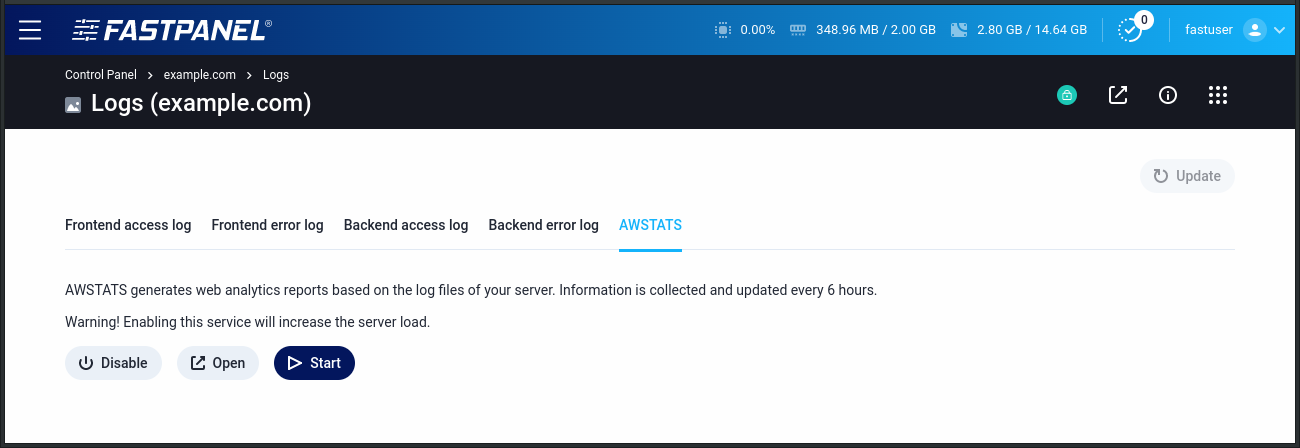 Setup awstats in FASTPANEL