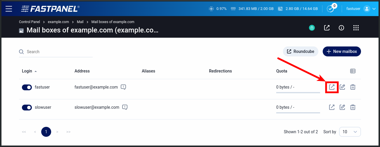 Roundcube autologin in FASTPANEL